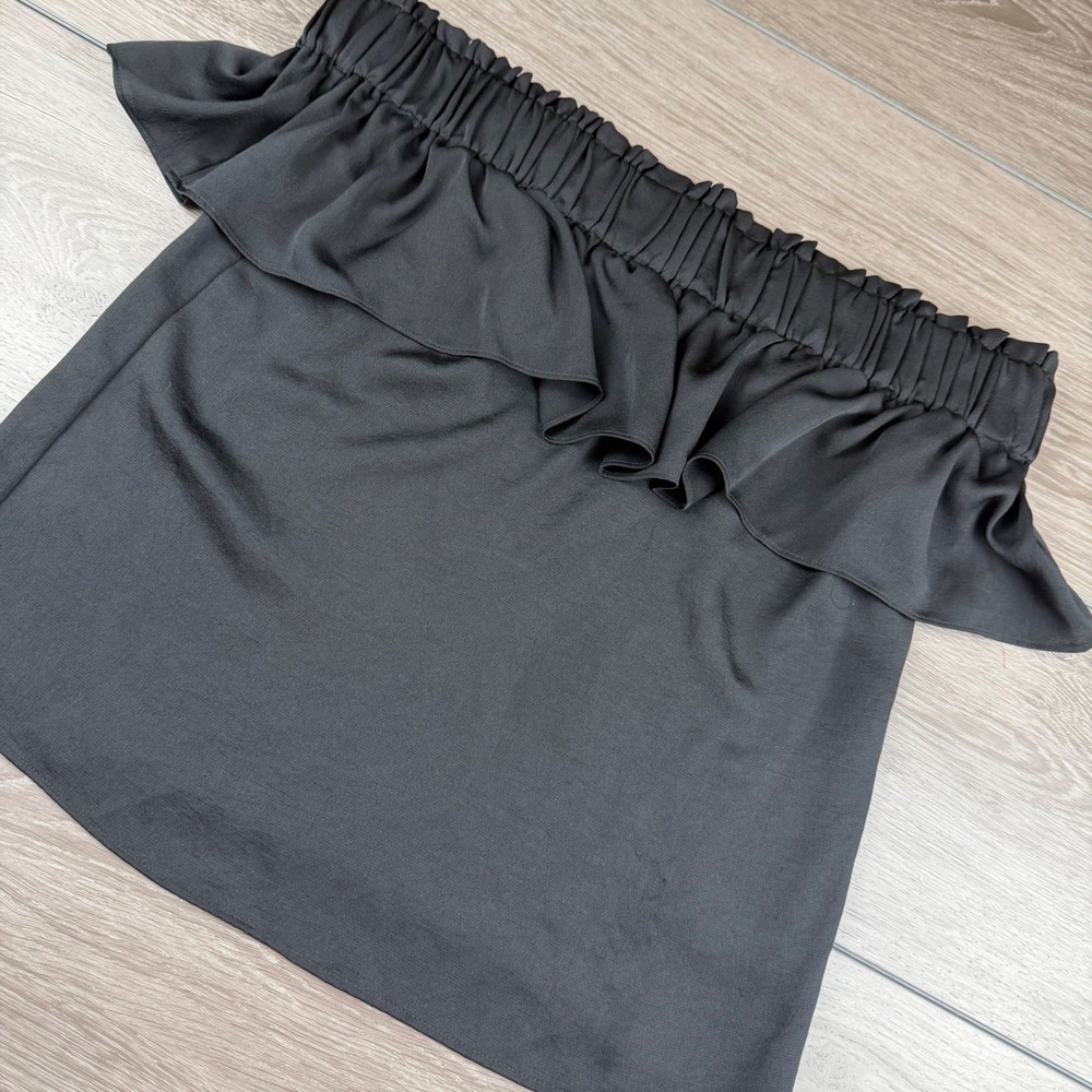 Express Womens Top Off The Shoulder Ruffle Blouse Black S